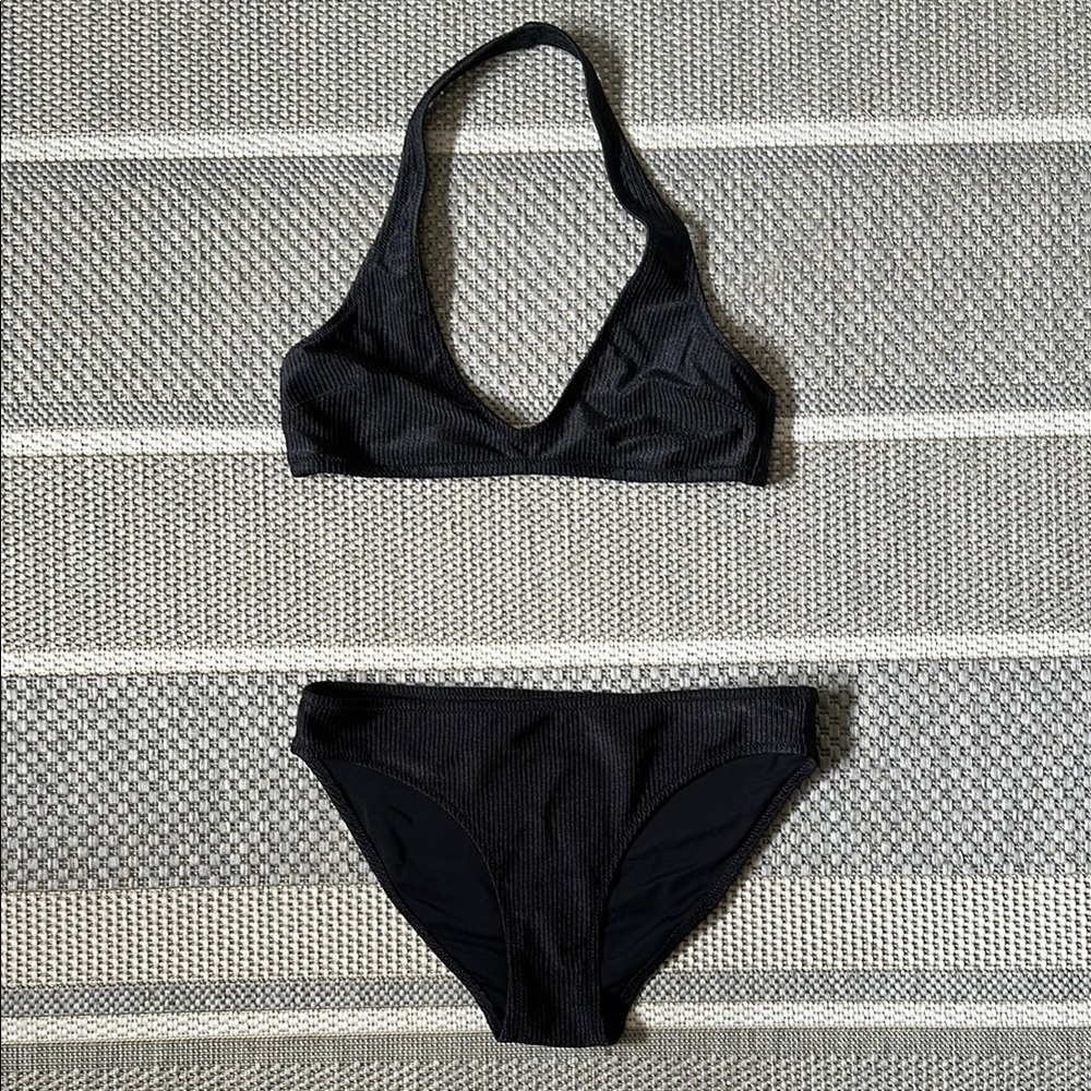 aerie Black Halter Bikini ~ size small